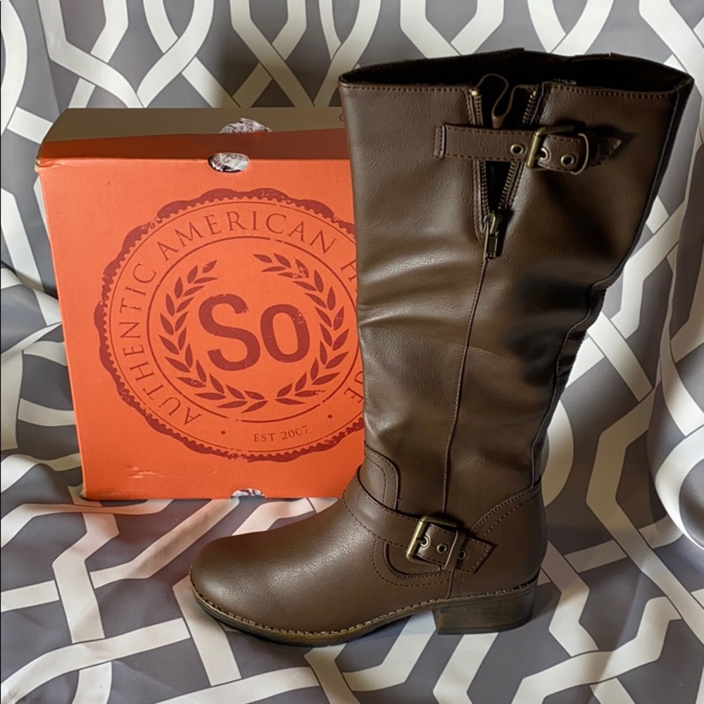 Brown Pleather Boot